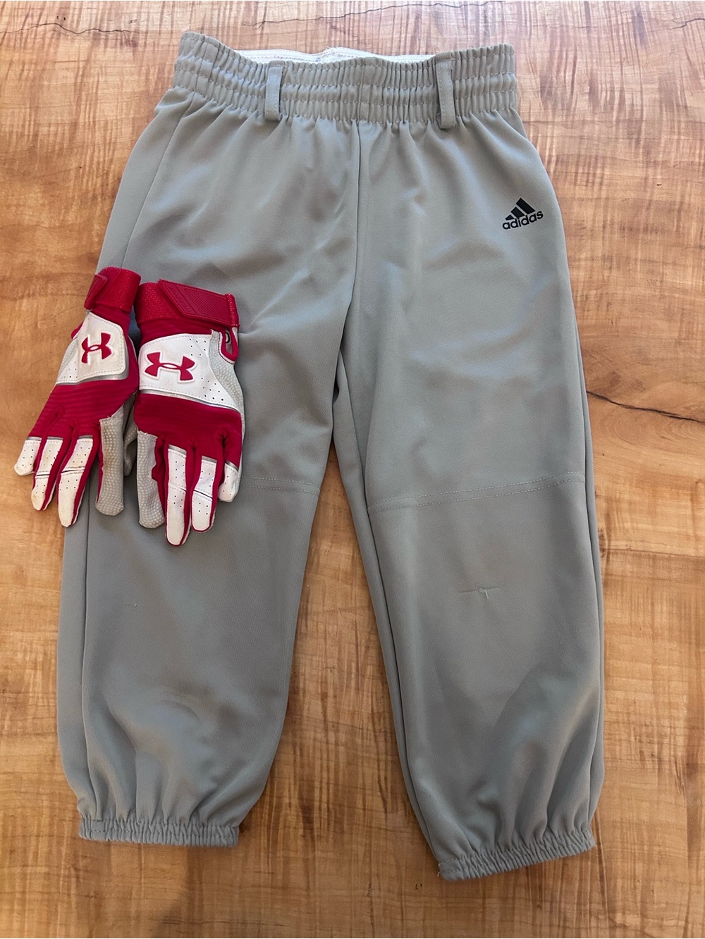 adidas XS Boys Baseball pants and Under Armour gloves